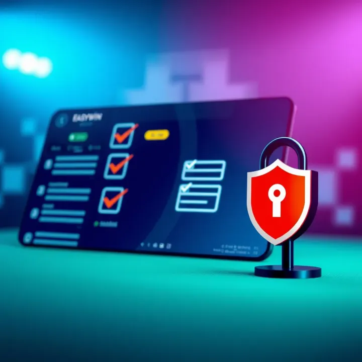 Visual representation of secure online betting with checklist and shield symbol emphasizing safe use of Easywin codes in Nigeria
