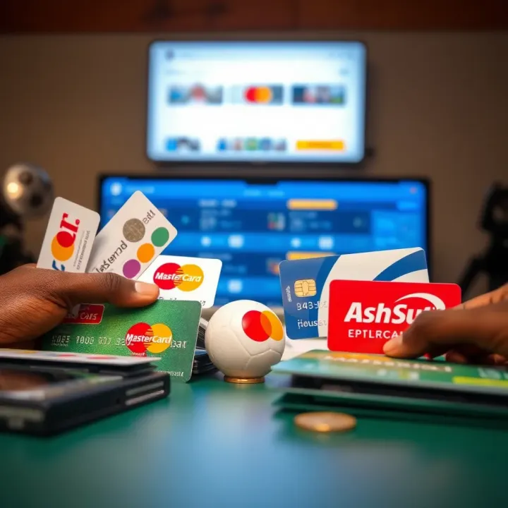 Various electronic payment methods symbolizing deposit and withdrawal transactions on a betting platform
