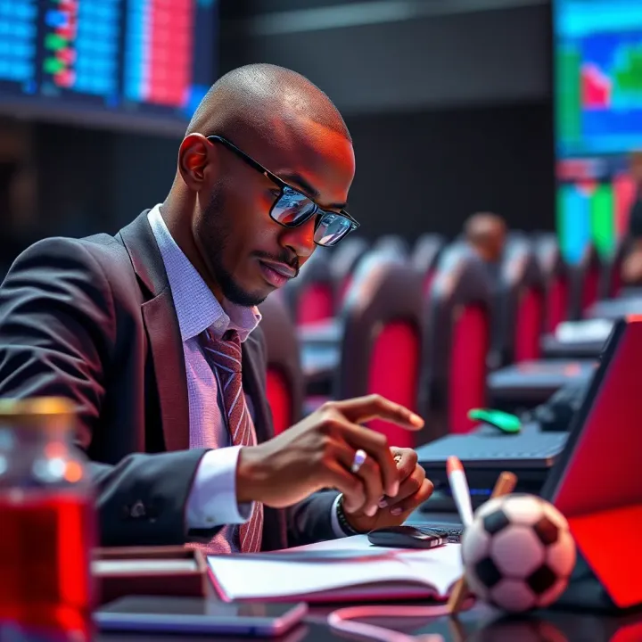 Illustration of a bettor analyzing data and using strategic tips for betting