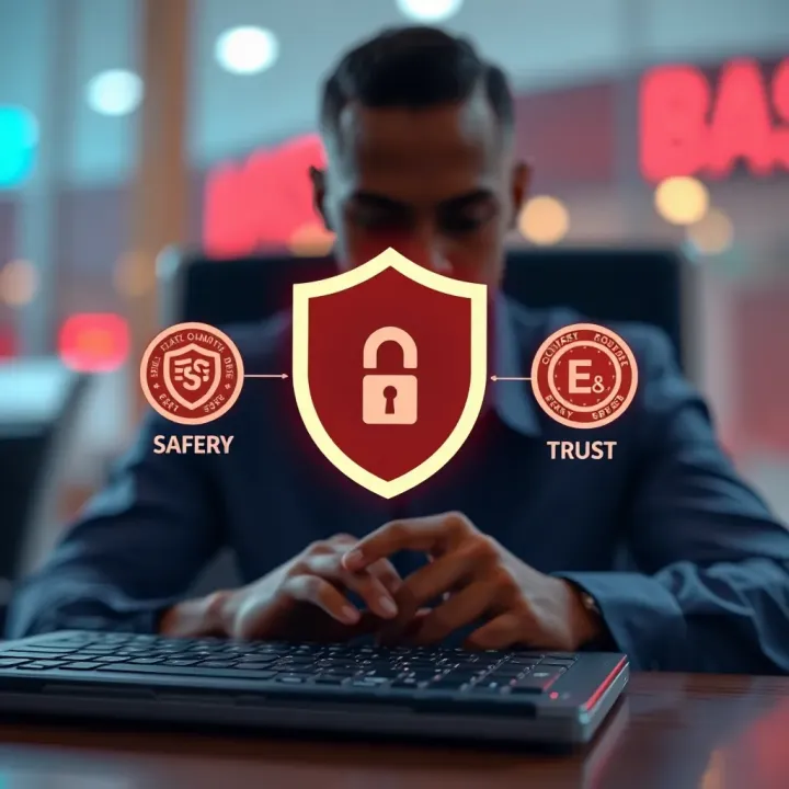 Ensuring Security While Managing Bets on EasyWin Digital representation of secure online betting with symbols of safety and trust on a Nigerian betting site