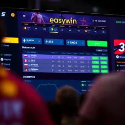 Dashboard displaying Easywin account balance and betting status on a digital platform