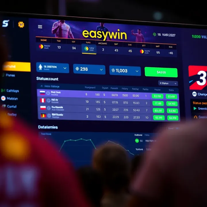 Dashboard displaying Easywin account balance and betting status on a digital platform