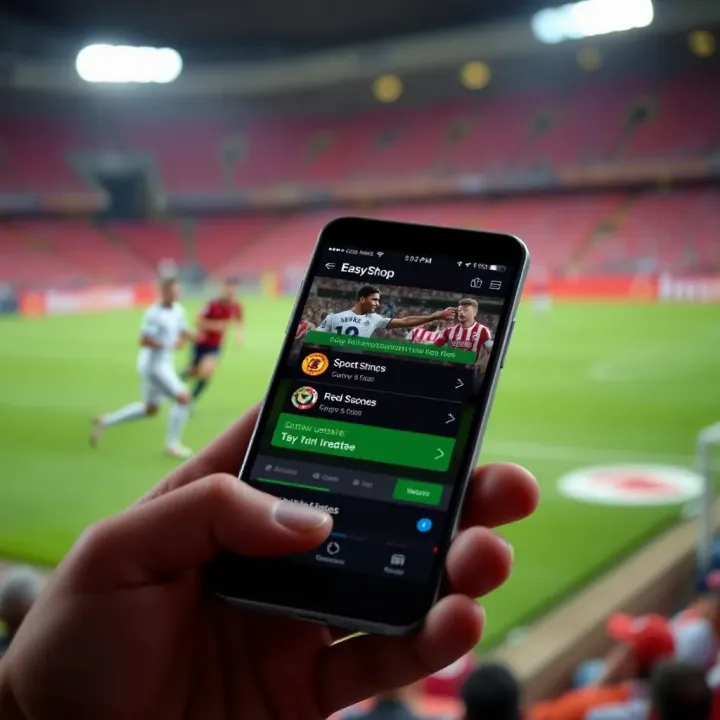 Mobile device displaying real-time sports scores and updates on Easywin Shop app interface in Nigeria