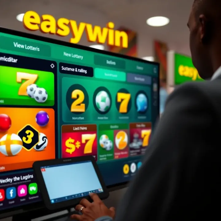Digital interface displaying lottery and gaming options on Easywin Tanzania platform