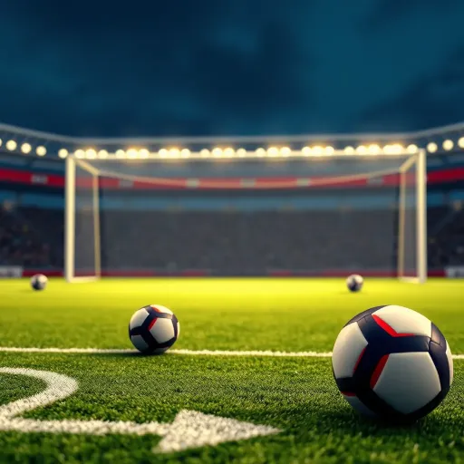 Illustration of Goals Scored in Football Betting Over 0.5 Football pitch showing goals scored marked with football icons