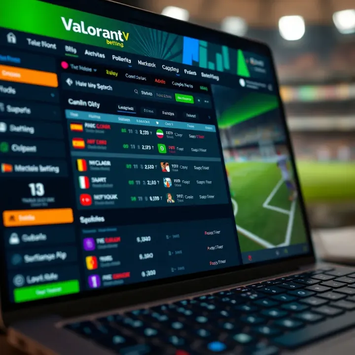 Interface of a popular online Valorant betting platform showcasing odds and live match updates